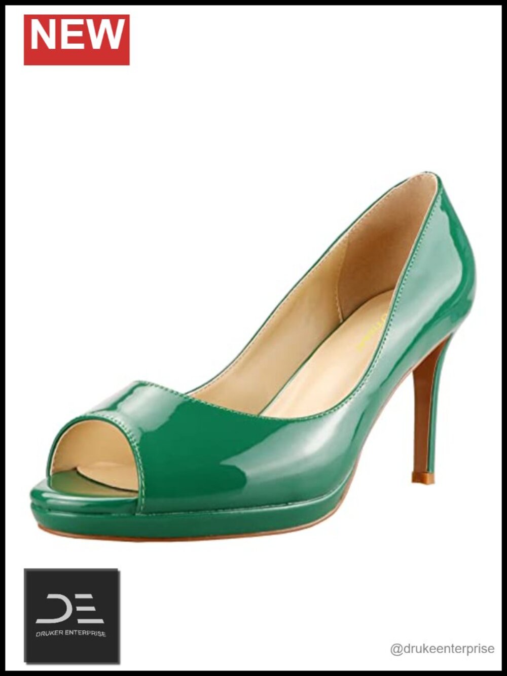 Patent Leather Peep Toe High Heels Stiletto Platform Slip On Sandals Memory